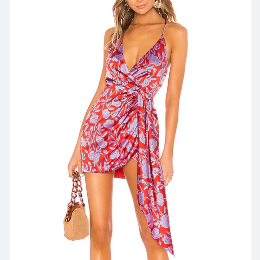 Lovers + Friends Red Floral Mini Dress with Lavender Print